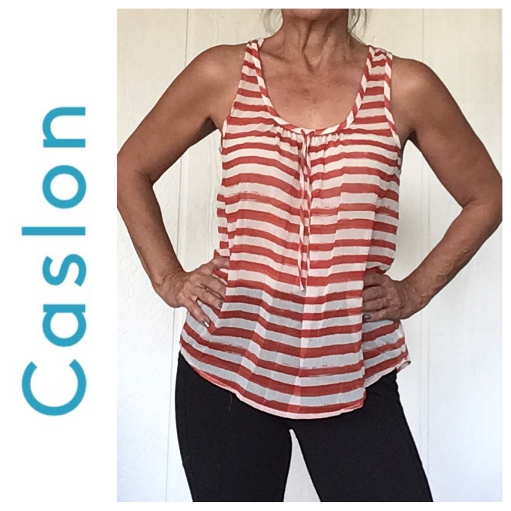 NORDSTROM CASLON SILK STRIPED TOP SIZE SMALL